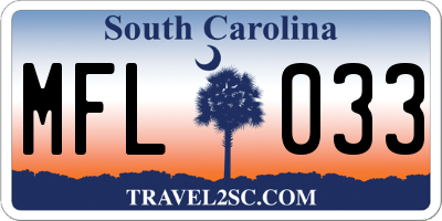 SC license plate MFL033