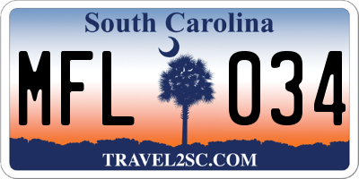 SC license plate MFL034