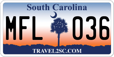 SC license plate MFL036
