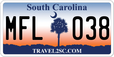 SC license plate MFL038