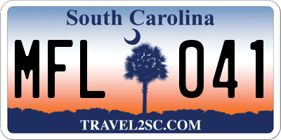 SC license plate MFL041