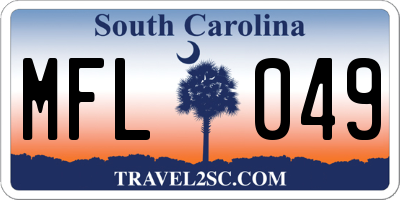 SC license plate MFL049