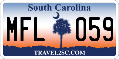 SC license plate MFL059
