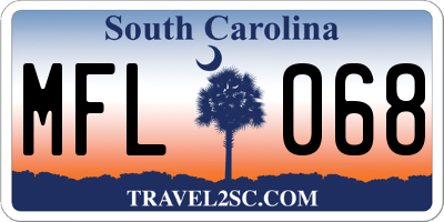 SC license plate MFL068