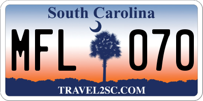 SC license plate MFL070