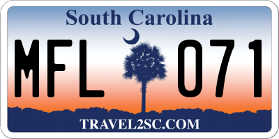 SC license plate MFL071