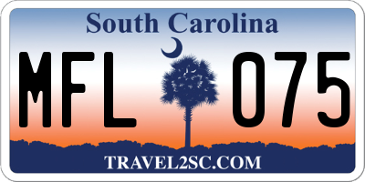 SC license plate MFL075