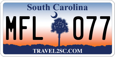 SC license plate MFL077