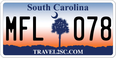 SC license plate MFL078