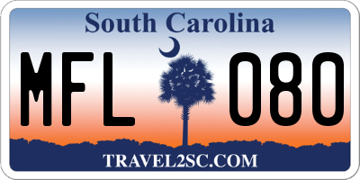 SC license plate MFL080