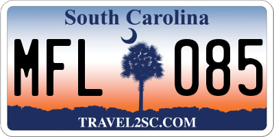 SC license plate MFL085