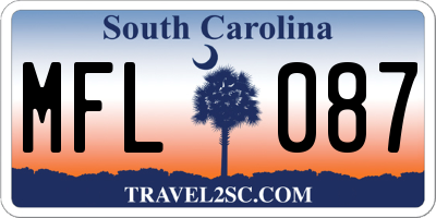SC license plate MFL087