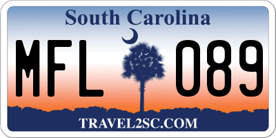 SC license plate MFL089
