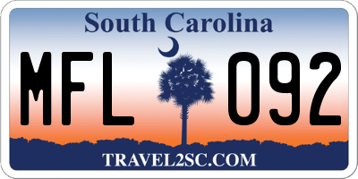 SC license plate MFL092