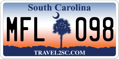 SC license plate MFL098