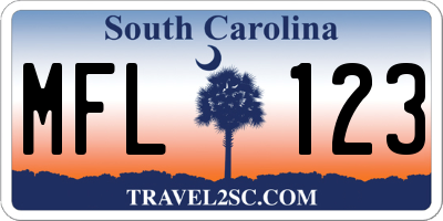 SC license plate MFL123