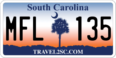 SC license plate MFL135