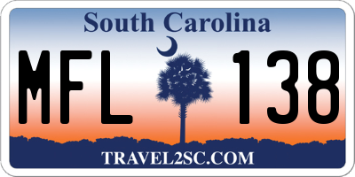 SC license plate MFL138