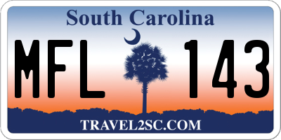 SC license plate MFL143