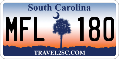 SC license plate MFL180