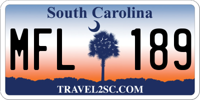SC license plate MFL189