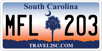 SC license plate MFL203