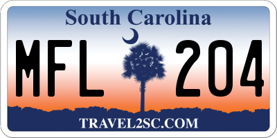 SC license plate MFL204