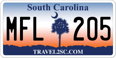 SC license plate MFL205