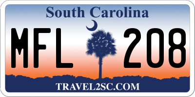 SC license plate MFL208