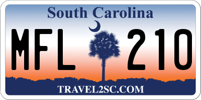 SC license plate MFL210