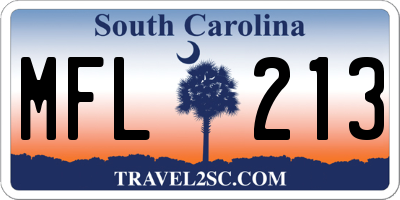SC license plate MFL213