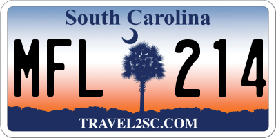 SC license plate MFL214