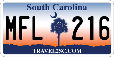 SC license plate MFL216
