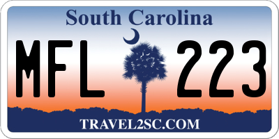 SC license plate MFL223