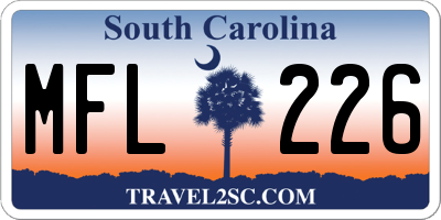 SC license plate MFL226