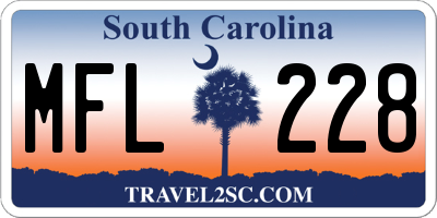 SC license plate MFL228