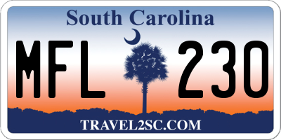 SC license plate MFL230