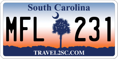 SC license plate MFL231