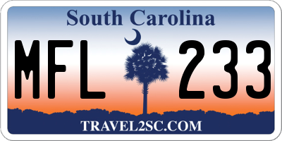 SC license plate MFL233