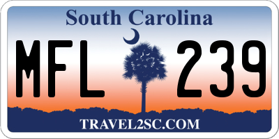 SC license plate MFL239