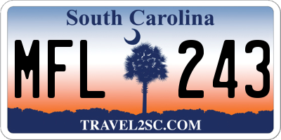 SC license plate MFL243