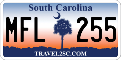 SC license plate MFL255