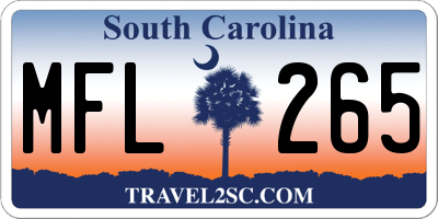 SC license plate MFL265