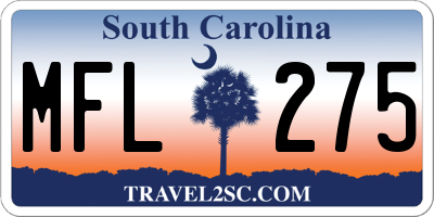 SC license plate MFL275