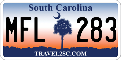 SC license plate MFL283