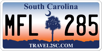 SC license plate MFL285