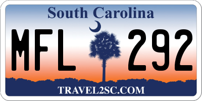 SC license plate MFL292