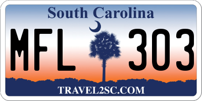 SC license plate MFL303