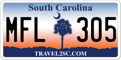 SC license plate MFL305