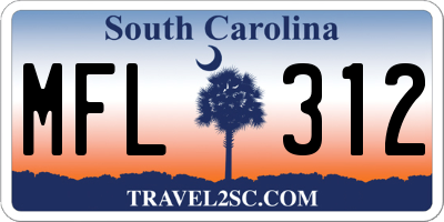 SC license plate MFL312